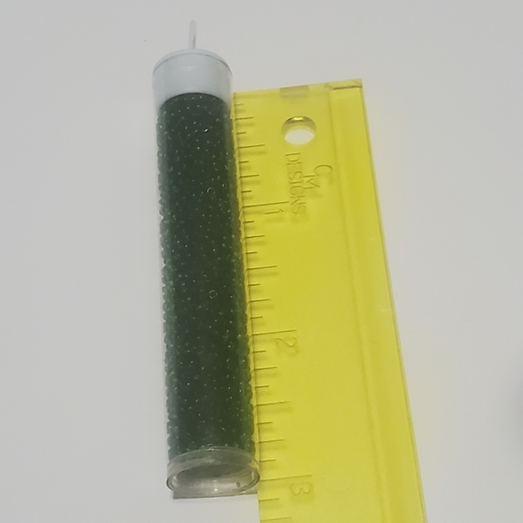 5/$15 Seed Bead Czech Glass Transparent Green Tube - Picture 4 of 4